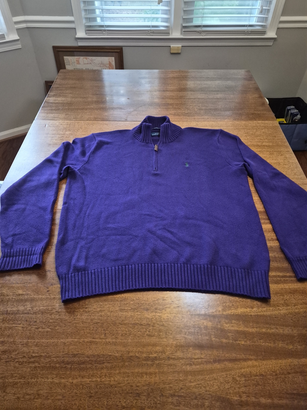 Men's Purple Quarter -Zip Sweater - Polo by Ralph Lauren Size Large